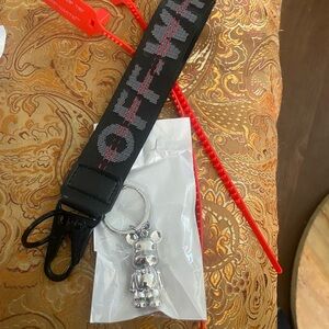 Off-white collectible, keychain, bear, & keychain